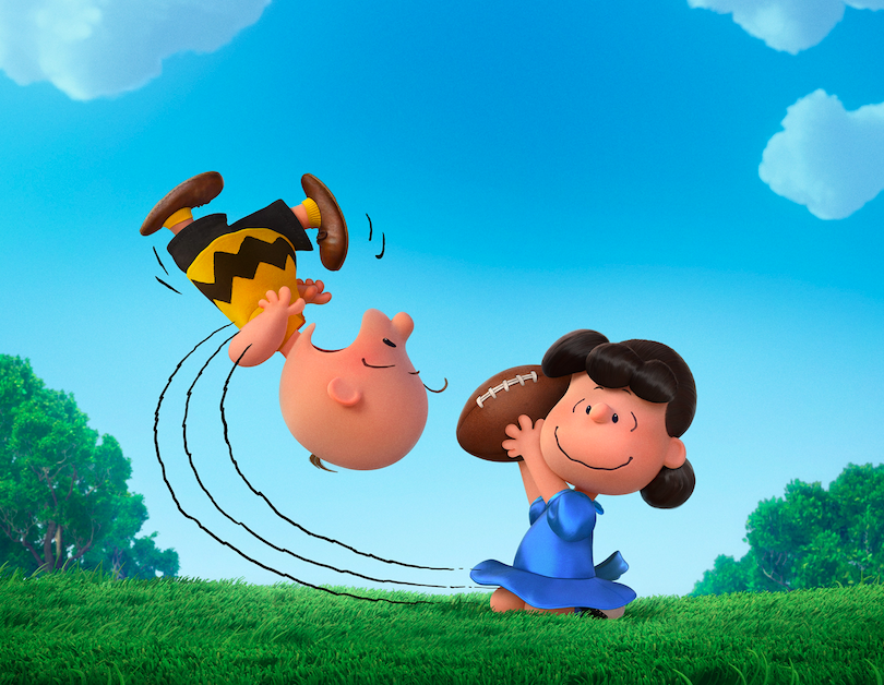 Hut, hut, hike! Charlie Brown and Lucy. Courtesy Twentieth Century Fox & Peanuts Worldwide LLC