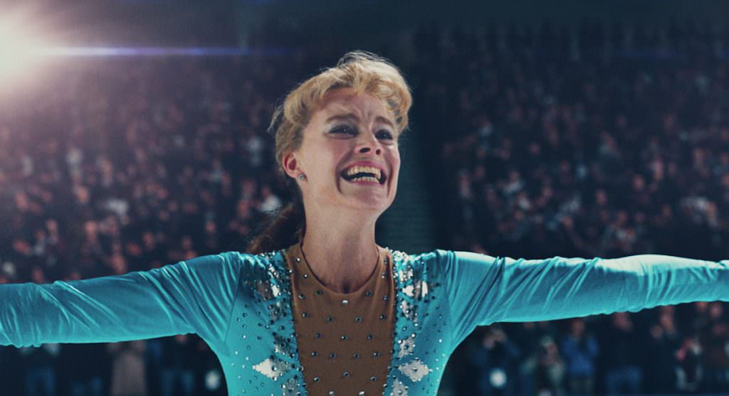 1- Tonya Harding (Margot Robbie) after landing the triple axel in I, TONYA, courtesy of NEON