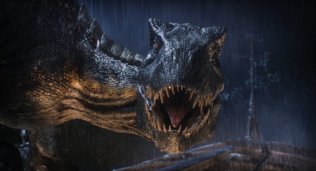 The Indoraptor prepares to strike in "Jurassic World: Fallen Kingdom." When the island's dormant volcano begins roaring to life, Owen and Claire mount a campaign to rescue the remaining dinosaurs from this extinction-level event. Welcome to "Jurassic World: Fallen Kingdom." Photo Credit: Universal Studios and Amblin Entertainment, Inc. and Legendary Pictures Productions, LLC.