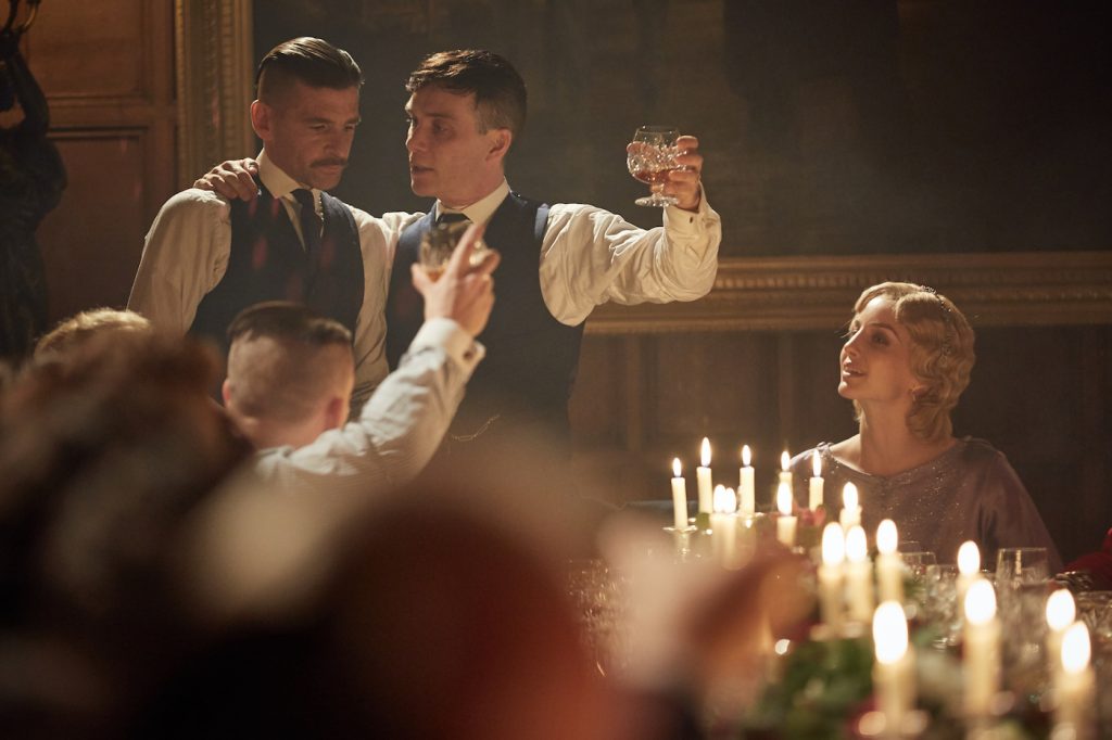 Paul Anderson (Arthur Shelby), Cillian Murphy (Tommy Shelby) and Annabelle Wallis (Grace Burgess) in Peaky Blinders, series three - Episode One Photographer: Robert Viglasky © Caryn Mandabach Productions Ltd; Tiger Aspect Productions Ltd 2016