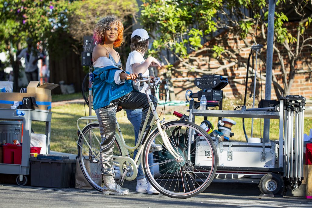 Tessa Thompson on the set of SORRY TO BOTHER YOU, an Annapurna Pictures release. Credit: Pete Lee / Annapurna Pictures