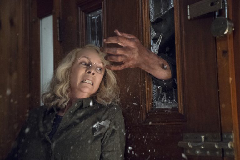 In "Halloween," JAMIE LEE CURTIS returns to her iconic role as Laurie Strode, who comes to her final confrontation with Michael Myers, the masked figure who has haunted her since she narrowly escaped his killing spree on Halloween night four decades ago. Photo Credit: Ryan Green