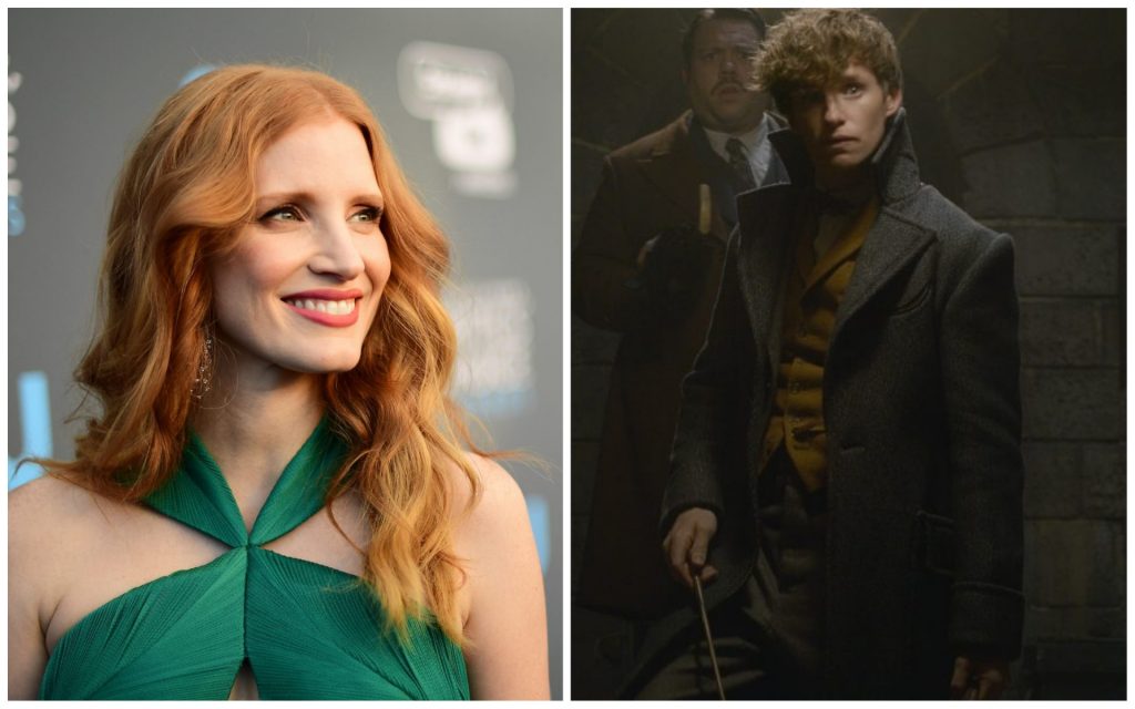 Featured image: L-r: SANTA MONICA, CA – JANUARY 11: Actor Jessica Chastain attends The 23rd Annual Critics’ Choice Awards at Barker Hangar on January 11, 2018 in Santa Monica, California. (Photo by Matt Winkelmeyer/Getty Images for The Critics’ Choice Awards ).  (L-r) DAN FOGLER as Jacob Kowalski andEDDIE REDMAYNE as Newt Scamander in Warner Bros. Pictures’ fantasy adventure “FANTASTIC BEASTS: THE CRIMES OF GRINDELWALD,” a Warner Bros. Pictures release. Courtesy of Warner Bros. Pictures