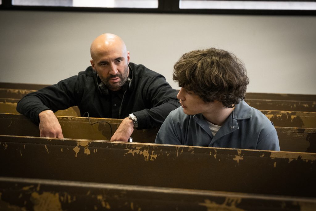Director Yann Demange confers with Richie Merritt on the set of Columbia Pictures' and Studio 8's WHITE BOY RICK. Photo by Scott Garfield. Courtesy Sony Pictures.