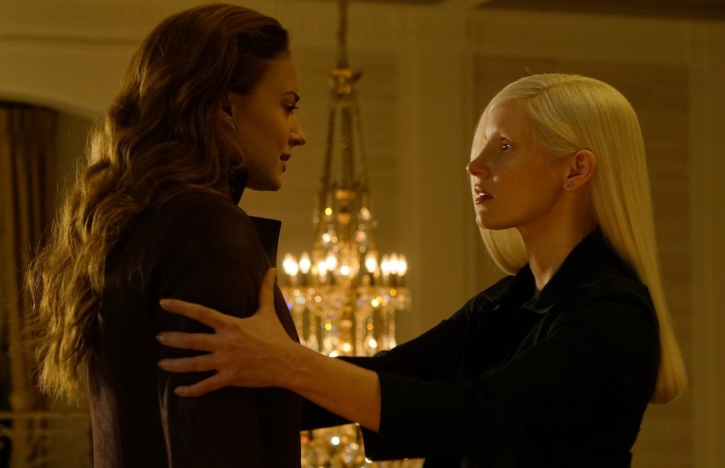 Sophie Turner and Jessica Chastain in Twentieth Century Fox’s X-MEN: DARK PHOENIX. Photo Credit: Doane Gregory.