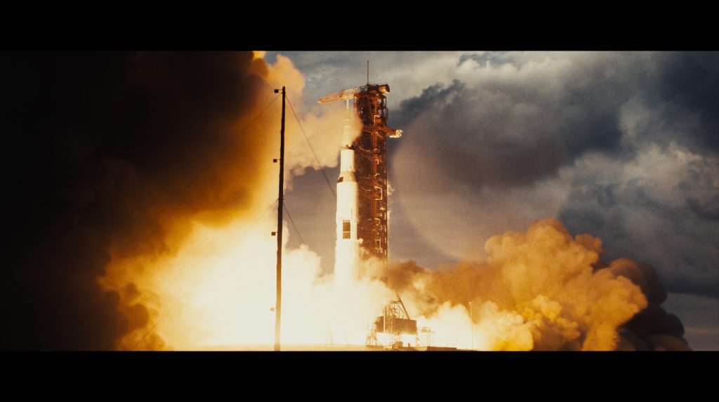 Final Composite of Apollo 11 launch. We augmented archival 70mm NASA footage of the Apollo 14 launch. To create a more cinematic visual we reframed it, cleaned it up and the extended the sides with CG smoke and sky to match.