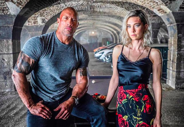 Dwayne Johnson and Vanessa Kirby in 'Hobbs and Shaw.' Courtesy Dwayne Johnson/Univesral