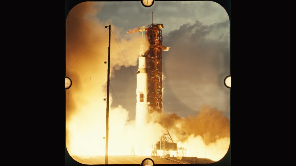 Frame of 70mm NASA archival footage of Apollo 14 launch.