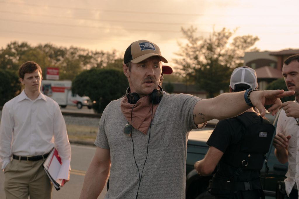 (l-r.) Actor Lucas Hedges, director Joel Edgerton and director of photography Edu Grau on the set of Joel Edgerton’s BOY ERASED, a Focus Features release. Credit: Kyle Kaplan / Focus Features