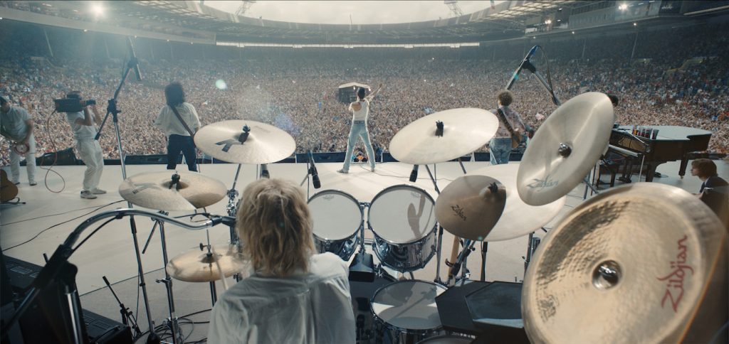 L-R: Gwilym Lee (Brian May), Ben Hardy (Roger Taylor), Rami Malek (Freddie Mercury), and Joe Mazzello (John Deacon) star in Twentieth Century Fox’s BOHEMIAN RHAPSODY. Photo Credit: Courtesy Twentieth Century Fox.