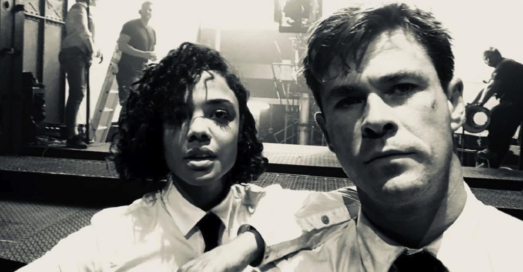 Tessa Thompson and Chris Hemsworth in 'Men in Black: International.' Courtesy Sony Pictures