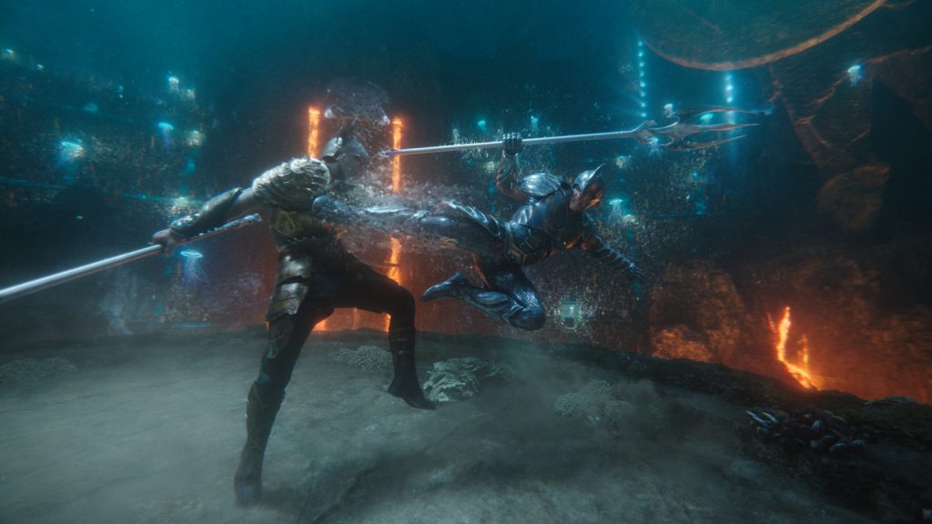 Aquaman (Jason Momoa) fights Orm (Patrick Wilson). Photo Credit: Courtesy of Warner Bros. Pictures