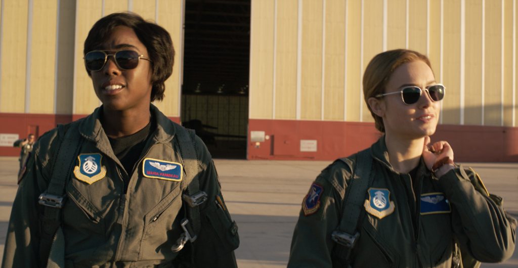 Marvel Studios' CAPTAIN MARVEL. L to R: Maria Rambeau (Lashana Lynch) and Captain Marvel (Brie Larson) ..Photo: Film Frame..©Marvel Studios 2019