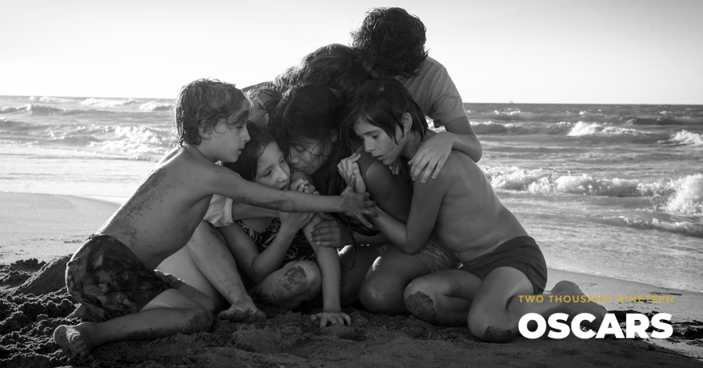 (L to R) Marco Graf as Pepe, Daniela Demesa as Sofi, Yalitza Aparicio as Cleo, Marina De Tavira as Sofia, Diego Cortina Autrey as Toño, Carlos Peralta Jacobson as Paco in Roma, written and directed by Alfonso Cuarón.  Photo by Carlos Somonte