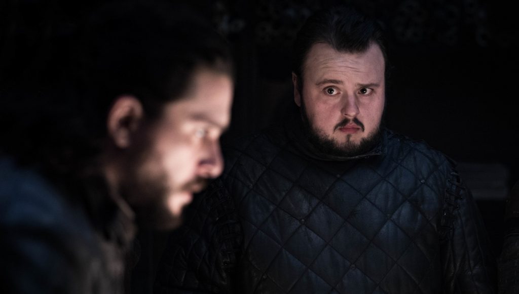 Season 8, episode 2 (debut 4/21/19): Kit Harington, John Bradley. photo: Helen Sloan/HBO