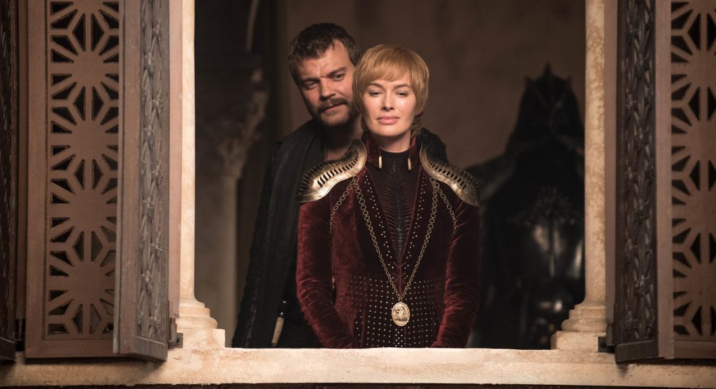 Season 8, episode 4 (debut 5/5/19): Pilou Asbæk, Lena Headey. photo: Helen Sloan/HBO