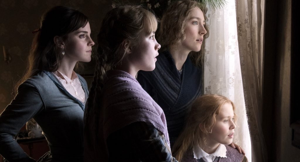 Emma Watson, Saoirse Ronan, Eliza Scanlen and Florence Pugh in Columbia Pictures’ LITTLE WOMEN. Photo credit: Wilson Webb; © 2019 CTMG, Inc. All Rights Reserved. Courtesy Sony Pictures.