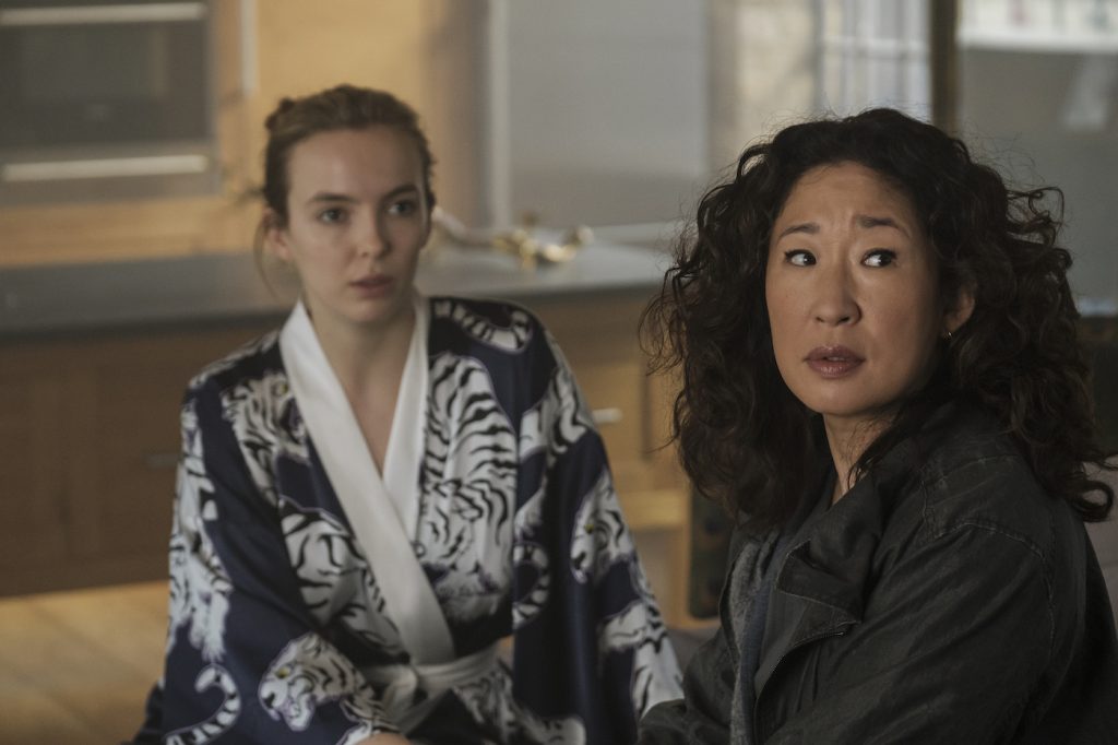 Sandra Oh as Eve Polastri, Jodie Comer as Villanelle - Killing Eve _ Season 2, Episode 7 - Photo Credit: Nick Wall/BBCAmerica