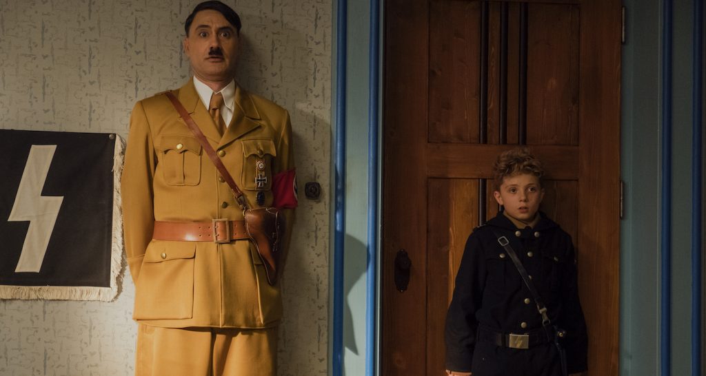 Taika Waititi and Roman Griffin Davis in the film JOJO RABBIT. Photo by Kimberley French. © 2019 Twentieth Century Fox Film Corporation All Rights Reserved