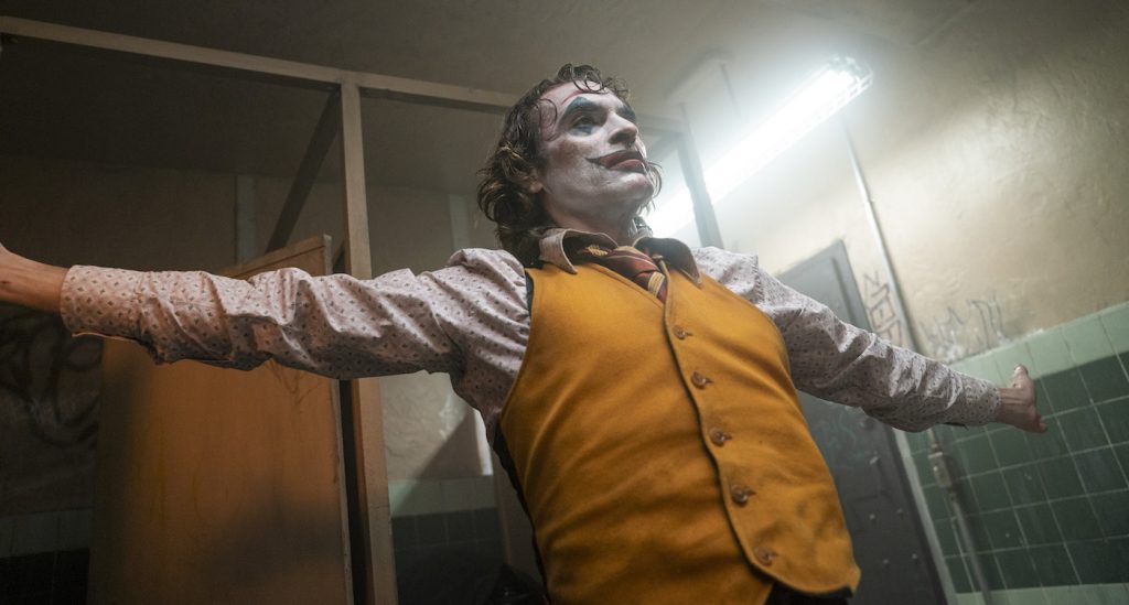 Caption: JOAQUIN PHOENIX as Arthur Fleck in Warner Bros. Pictures, Village Roadshow Pictures and BRON Creative’s “JOKER,” a Warner Bros. Pictures release. Photo Credit: Niko Tavernise