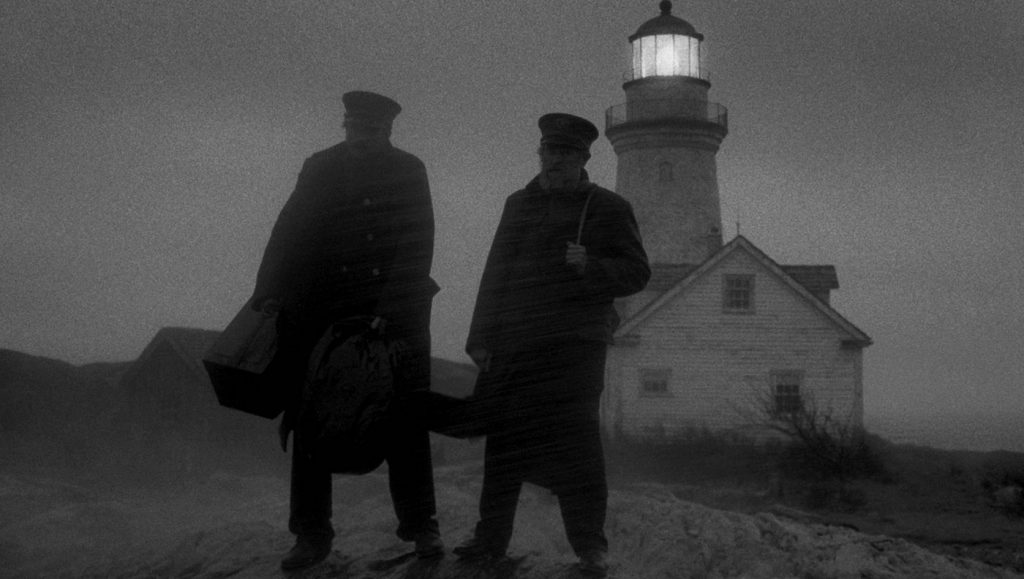 L-r: Willem Dafoe and Robert Pattinson in 'The Lighthouse.' Courtesy A24