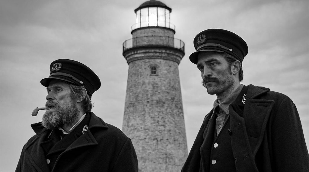 L-r: Willem Dafoe and Robert Pattinson in 'The Lighthouse.' Courtesy A24