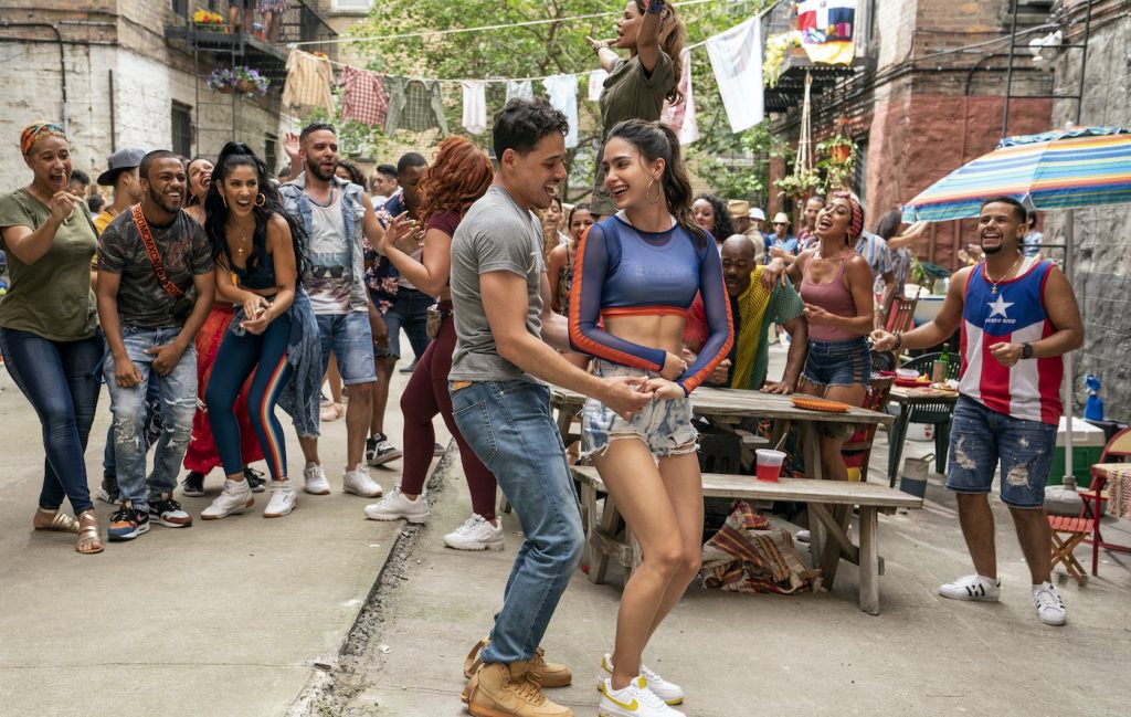 Caption: (Left Center-Right Center) ANTHONY RAMOS as Usnavi and MELISSA BARRERA as Vanessa in Warner Bros. Pictures’ “IN THE HEIGHTS,” a Warner Bros. Pictures release. Photo Credit: Macall Polay