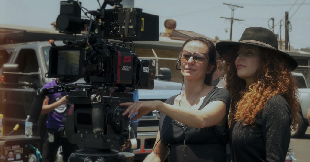 Cinematographer Natasha Braier with Director Alma Har'el on the set of HONEY BOY Courtesy of Amazon Studios