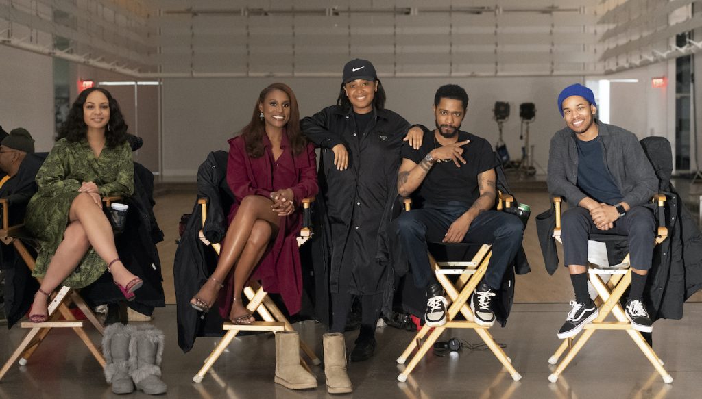 L-r: Kasmine Cephas Jones, Issa Rae, Stella Meghie, Lakeith Stanfield, and Kelvin Harrison Jr. Courtesy Universal Pictures.