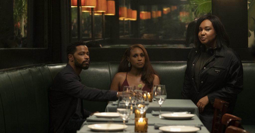 L-r: Lakieth Stanfield, Issa Rae, and director Stella Meghie. Courtesy Universal Pictures