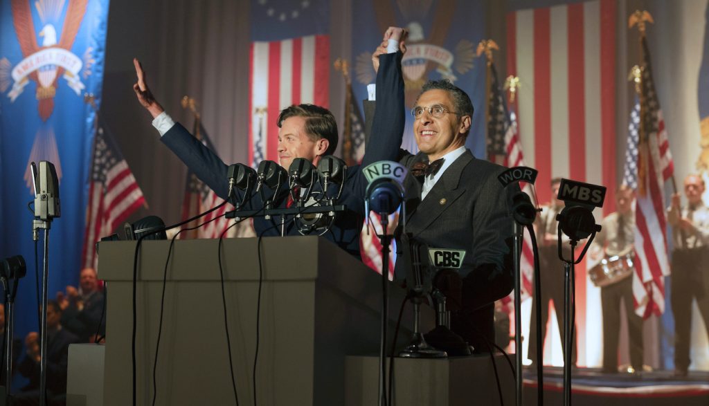 Ben Cole is Charles Lindbergh and John Turturro is Rabbi Lionel Bengelsdorf in 'The Plot Against America.' Photograph by Michele K. Short/HBO