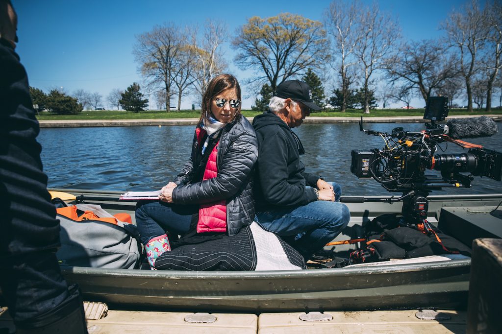 Mary Mazzio and DP Joe Grasso on location in Chicago. © 2019 Clayton Hauck. Courtesy 50 Eggs Films
