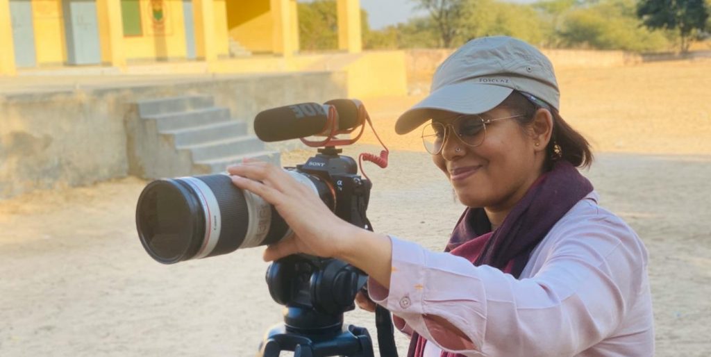 Cinematographer Prinyanka Singh on the set of 'Kicking Balls.' Courtesy Priyanka Singh.