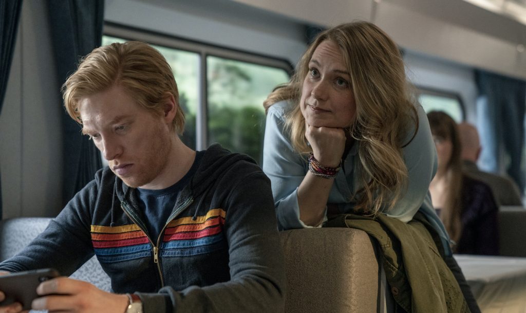 L-r" Domhnall Gleeson and Merritt Weaver in 'Run.' Photograph by Ken Woroner/HBO