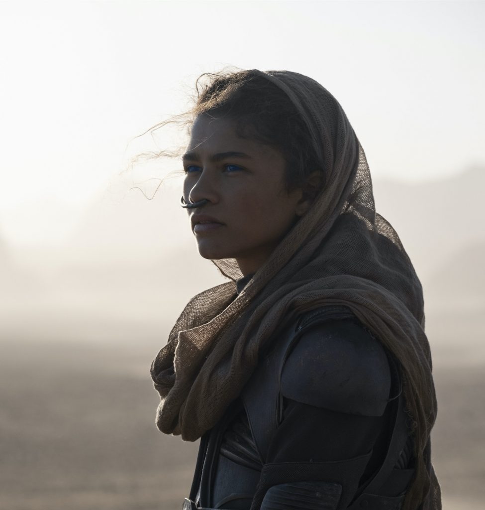 Caption: ZENDAYA as Chani in Warner Bros. Pictures and Legendary Pictures’ action adventure “DUNE,” a Warner Bros. Pictures release. Photo Credit: Chiabella James