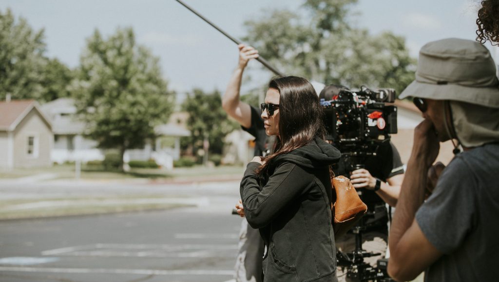 Erica Munoz on the set of 'Long Gone By.' Courtesy HBO