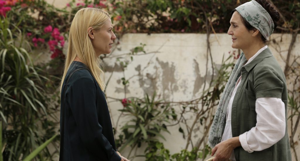 (L-R): Claire Danes as Carrie Mathison and Jacqueline Antaramian as Dorit in HOMELAND, "Prisoners of War". Photo Credit: Sifeddine Elamine/SHOWTIME.