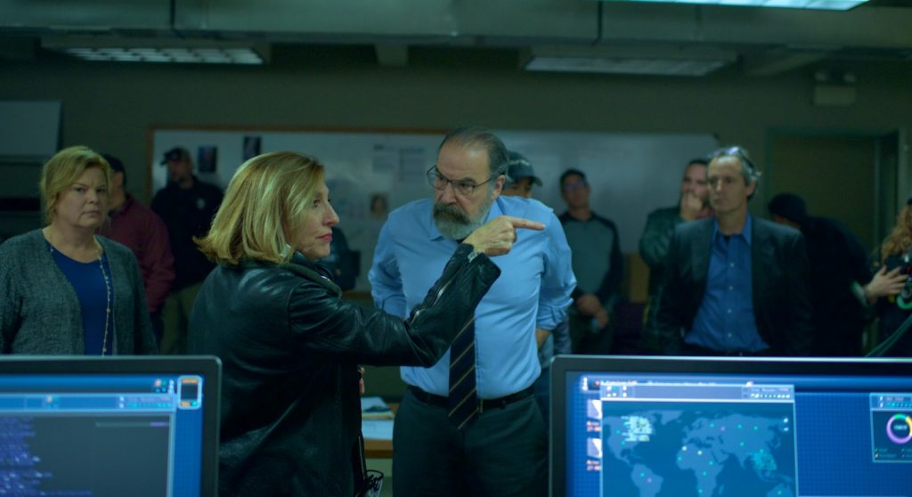 Lesli Linka Glatter on the set of Homeland with Mandy Patinkin. Courtesy Showtime.