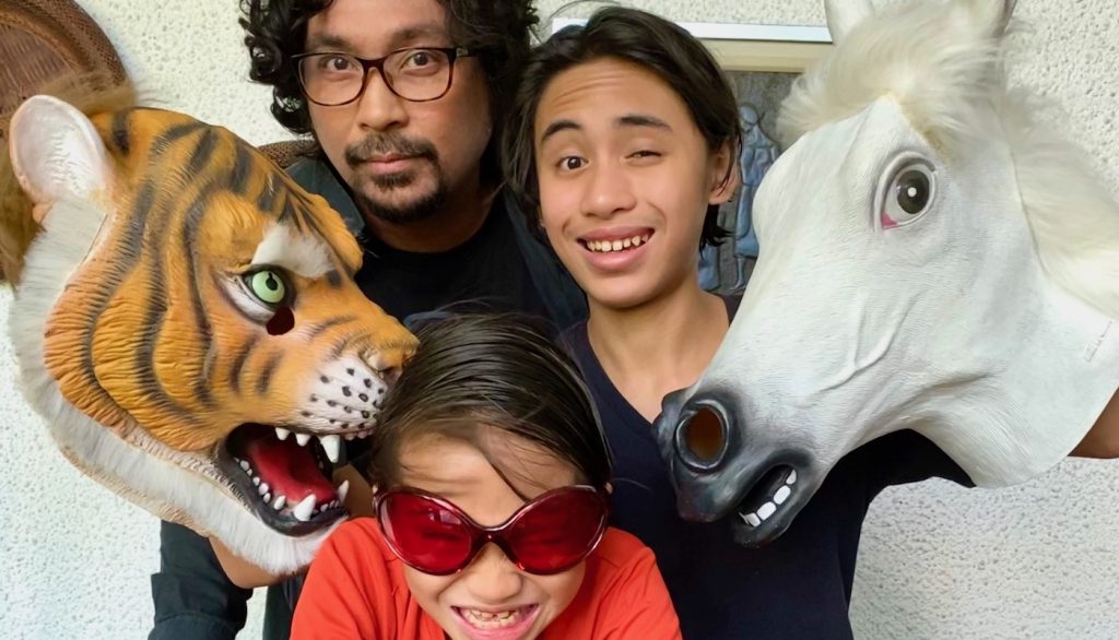 Keith Sicat and his sons making the most of their quarantine in Manila. Courtesy Keith Sicat.