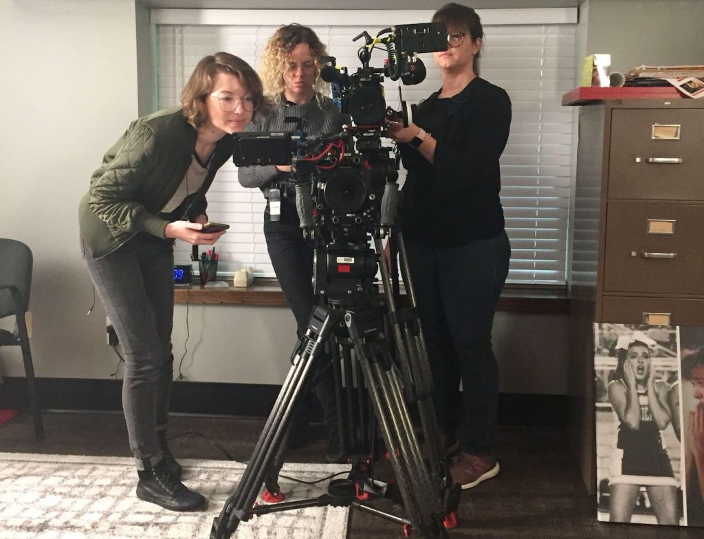 L-r: Arielle Kilker with cinematographers Erynn Patrick & Melissa Langer. Courtesy Netflix.