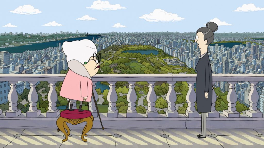 Bitsy (voiced by Stanley Tucci) and Helen (voiced by Daveed Diggs) in “Central Park,” now streaming on Apple TV+.