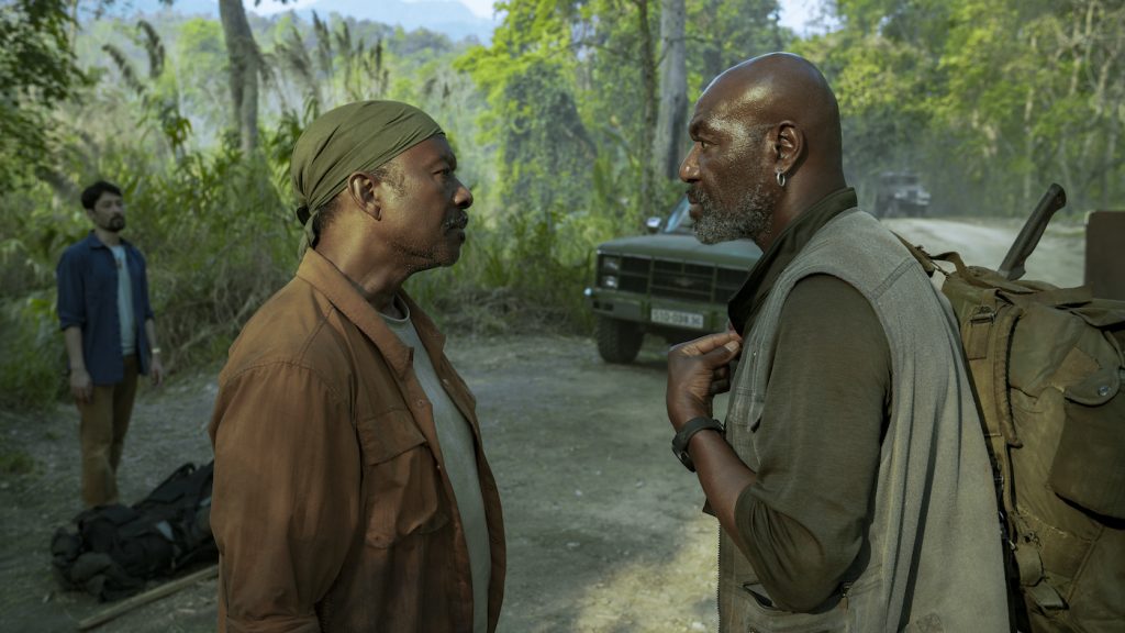 DA 5 BLOODS (L to R) JOHNNY NGUYEN as VINH TRAN, CLARKE PETERS as OTIS and DELROY LINDO as PAUL in DA 5 BLOODS Cr. DAVID LEE/NETFLIX © 2020