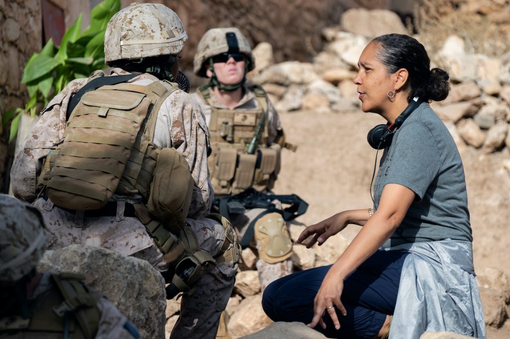 THE OLD GUARD - (L TO R) Actor KIKI LAYNE and Director GINA PRINCE-BYTHEWOOD on the set of THE OLD GUARD. Cr. MOHAMMED KAMAL/NETFLIX © 2020