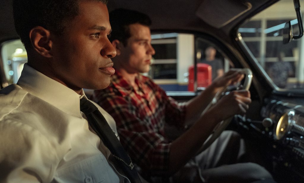 HOLLYWOOD: (L to R) JEREMY POPE as ARCHIE COLEMAN and JAKE PICKING as ROY/ROCK HUDSON in Episode 101 of HOLLYWOOD Cr. SAEED ADYANI/NETFLIX © 2020