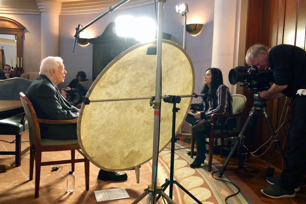 President Jimmy Carter sits down to talk with the 'Desert One' team. Courtesy Greenwich Entertainment