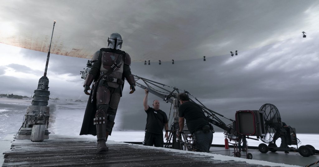 On the set of THE MANDALORIAN, exclusively on Disney+