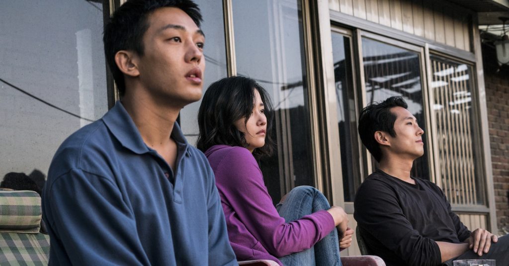 Ah-In Yoo, Jong-seo Jun, and Steven Yeun in 'Burning.' 