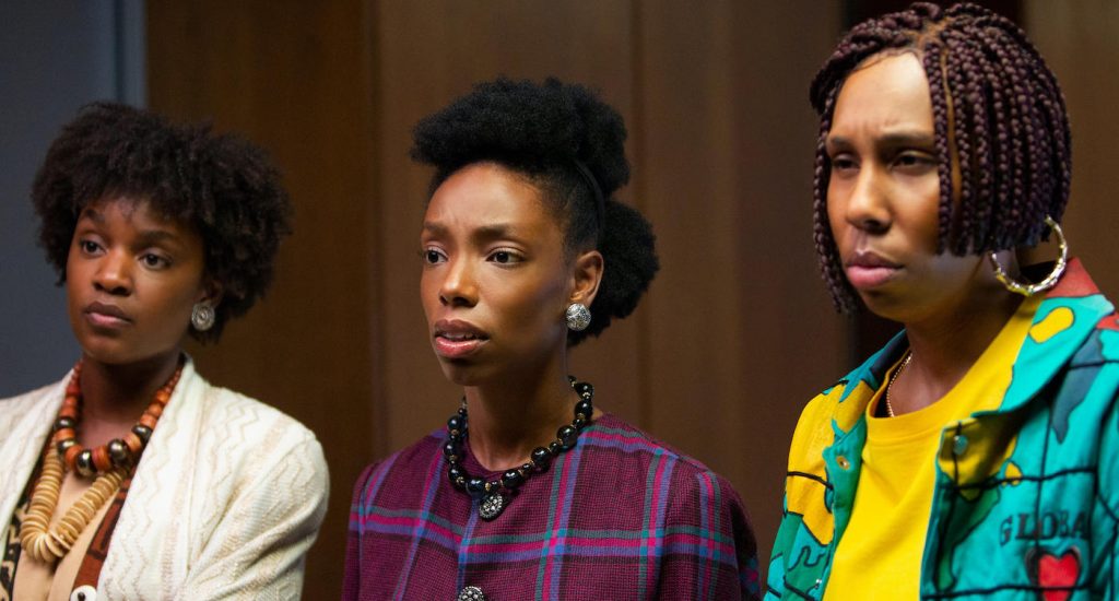 Sistah Soul (Yaani King Mondschein), Annie (Elle Lorraine) and Brook-Lynne (Lena Waithe), shown. (Photo by: Tobin Yellan/Hulu)