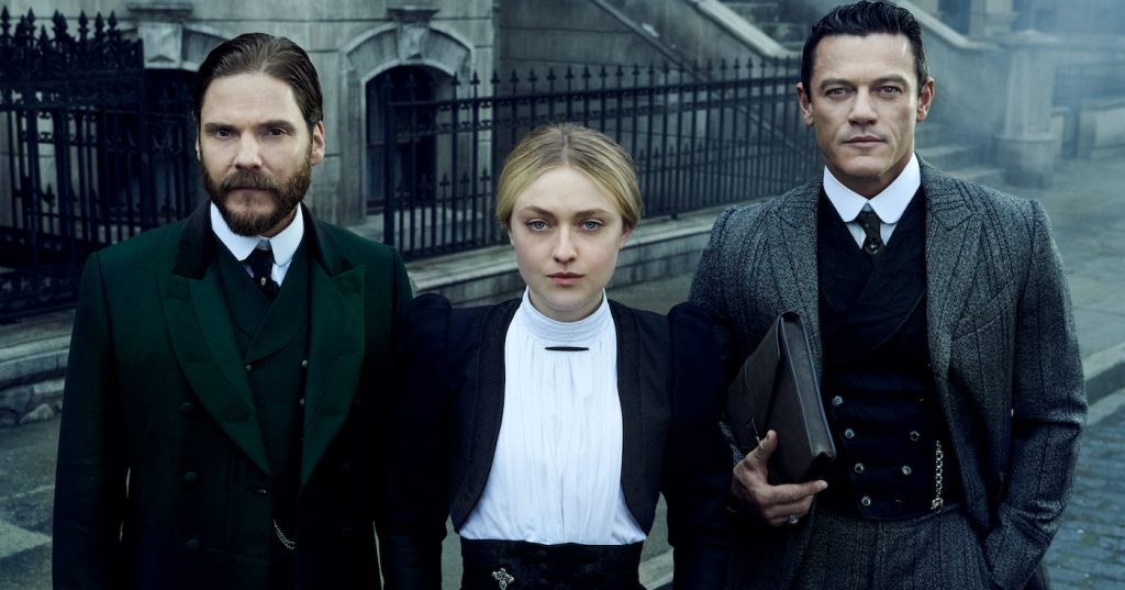 Daniel Brühl, Dakota Fanning, Luke Evans. Courtesy Warner Media/TNT