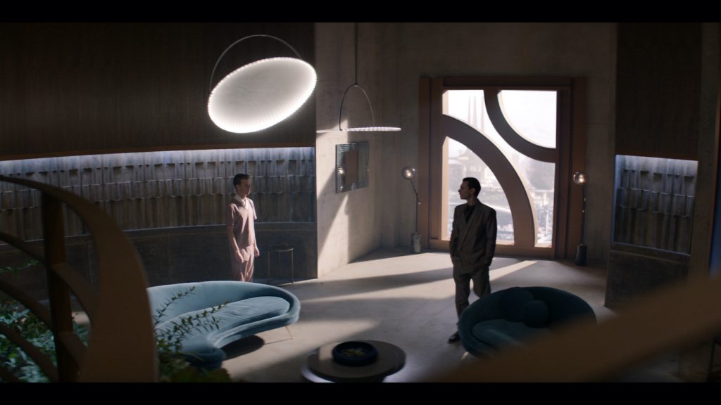 John (Alden Ehrenreich)'s apartment in 'Brave New World.' Courtesy Peacock.